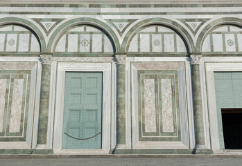 Details of facade of Historical building in Florence, Italy - 723611630