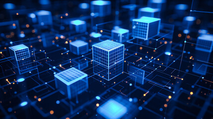 Digital Technology Abstract: Futuristic Network in Blue, Ideal for Cyber and Communication Concepts