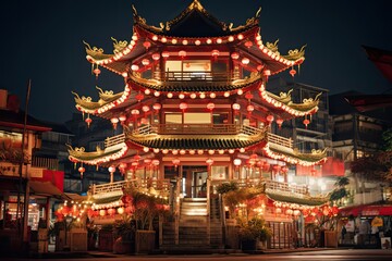Fototapeta premium Chinese Temple at Night