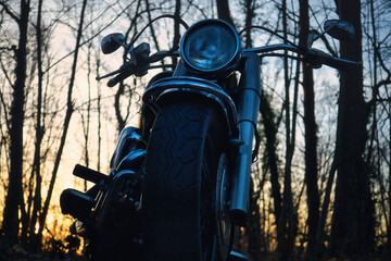 Old Motorcycle - Vintage - Retro - Motorbike - Rustic - Chrome - Headlight - Fashioned - Elegance -...