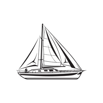 Sailboat on a white background, isolated object, ship on white background