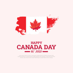 Canada, Day, celebration, wishes, or greeting, pink social, media 01, th July, wishing post or banner with Canada maple, leaf, vector illustration