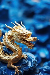 Obraz premium China Dragon - A Gold and Blue Decoration