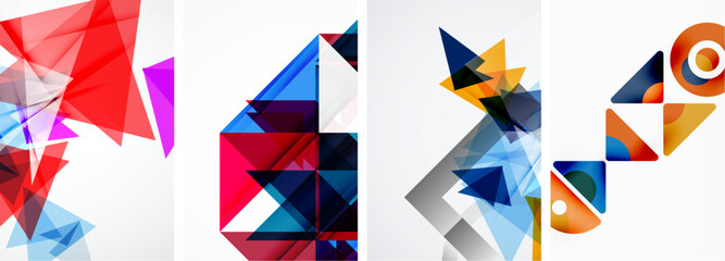 Fototapeta premium Triangle poster set for wallpaper, business card, cover, poster, banner, brochure, header, website