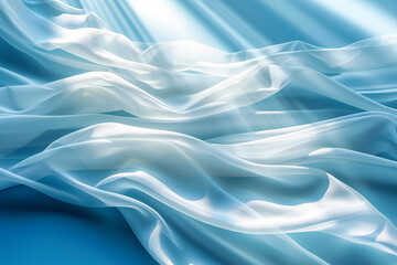 Obraz premium Textured Wave Background: Abstract Blue Silk Pattern with Bright Curves and Soft Elegance