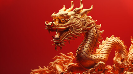 Fototapeta premium Chinese golden Dragon as symbol of 2024