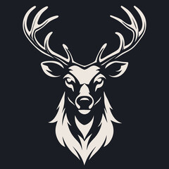 black and white Logo illustration of a deer