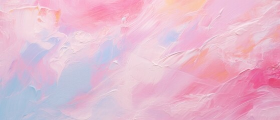 Captivating closeup showcasing an abstract rough art painting texture with soft pastel pink and lively multicolored colors, Ai Generated.