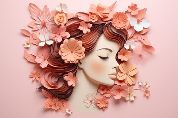 Artistic representation of a woman with flowers on her face
