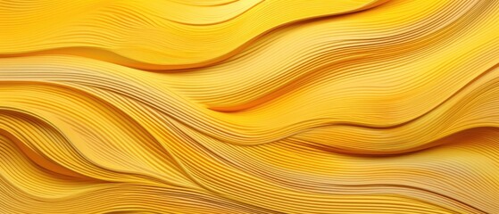 Detailed and captivating, an abstract closeup of organic yellow wooden waving waves on a wall, Ai Generated.