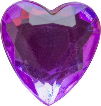 purple heart shape crystal valentines day symbol sticker isolated on white background
