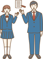 願書・手続きの案内をする　男子学生　女子学生
