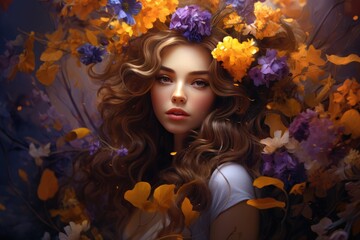 Obraz na płótnie Canvas Enchanting Beauty with a Flower Crown