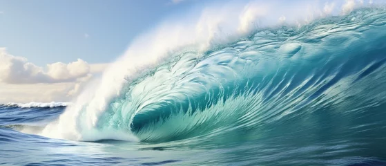 Fotobehang Witness the elegance of a beautiful ocean wave shaping a tube, nature's aquatic artistry. Ai Generated. © Crazy Juke