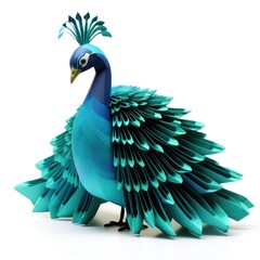 Colorful Origami peacock, Unique Paper Polygon Artwork, Ideal Pet Concept, Ai Generated