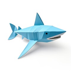 Colorful Origami shark, Unique Paper Polygon Artwork, Ideal Pet Concept, Ai Generated