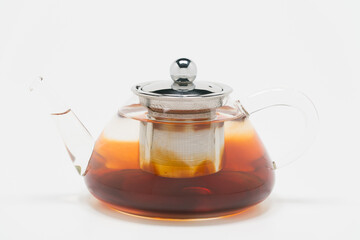 black tea is brewed in a teapot