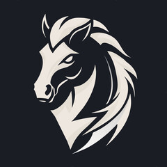 black and white Logo illustration of a horse 