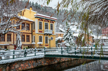 City of Florina and Sakoulevas river. Τhe beautiful city of north Greece with neoclassical...