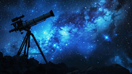 Dreamscape And Mesmerizing Scene of a Telescope Observing the Wonders of the Cosmos And Celebrating the Connection Between Astronomy and National Science Day