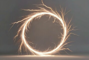 A circular electric thunder sparks in plain white background from Generative AI