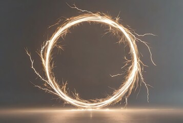 A circular electric thunder sparks in plain white background from Generative AI