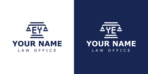 Letters EY and YE Legal Logo, suitable for lawyer, legal, or justice with EY or YE initials