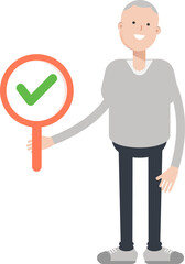 Man Character Showing Check Mark
