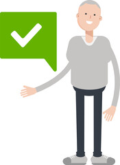 Man Character and Check Mark
