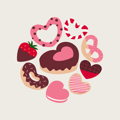 Heart shaped cookies. Valentine sweet elements