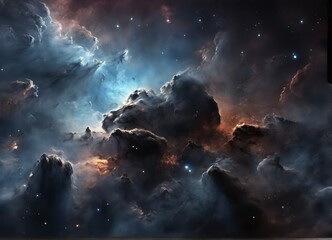 Black space galaxy cloud nebula and Stary night cosmos in Universe science astronomy background wallpaper from Generative AI