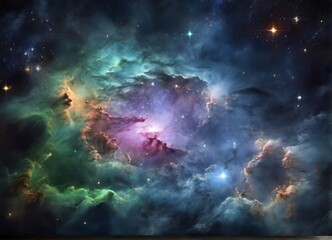 Fototapeta na wymiar Colorful space galaxy cloud nebula and Stary night cosmos in Universe science astronomy background wallpaper from Generative AI