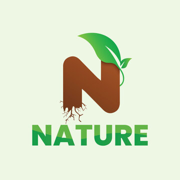 Creative N letter logo design in vector for organic, eco, vegan, bio food labels. Logo for promoting healthy food, natural product
