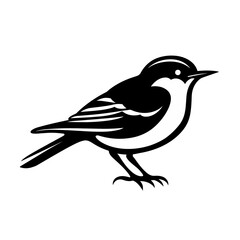 Fototapeta premium Minimalist Black and White Cute Bird Right Side View Vector Logo Design on White Background