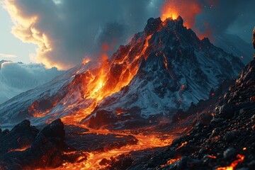 eruption. lava flows