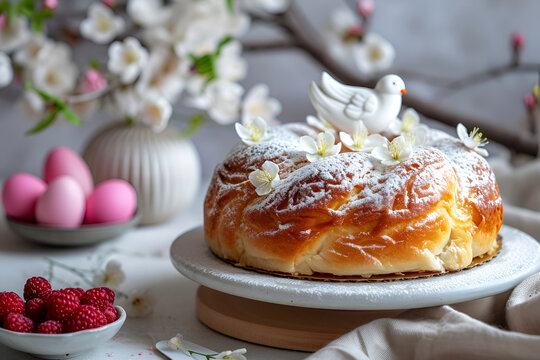 Traditional Easter cake tres leches cake with three types of milk.