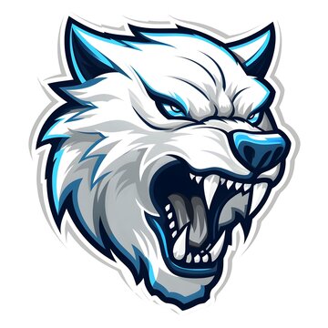 Very cool white wolf mascot esport logo vector illustration