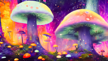 Obraz na płótnie Canvas Magic Mushrooms in the Forest