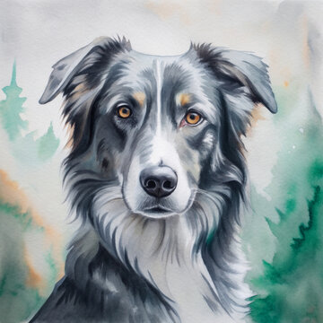 watercolor painting of dog