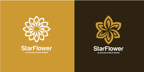 Star Flower Logo design Infinity loop vector template. Eco Natural Organic Logotype concept icon.