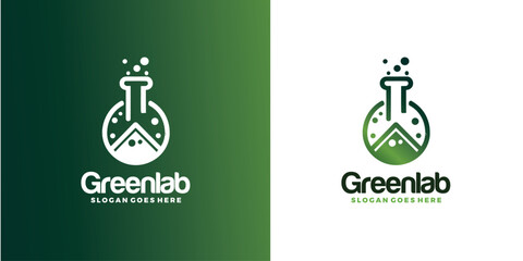 Science Lab Logo Design, Green Lab Logo Design, Herbal Lab Logo.