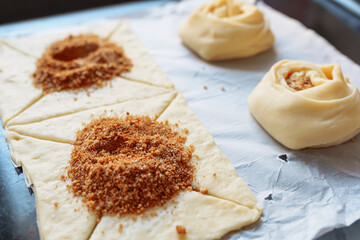 making butter buns with cinnamon and sugar in craft baking