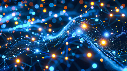 Obraz premium Abstract Digital Technology: Network Science Background in Blue Structure with Connect Futuristic and Design Concept