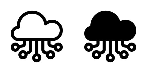 Editable cloud network, computing vector icon. AI technology, artificial intelligence, computer. Part of a big icon set family. Perfect for web and app interfaces, presentations, infographics, etc