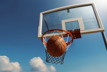 basketball ball flying into the basket from Generative AI