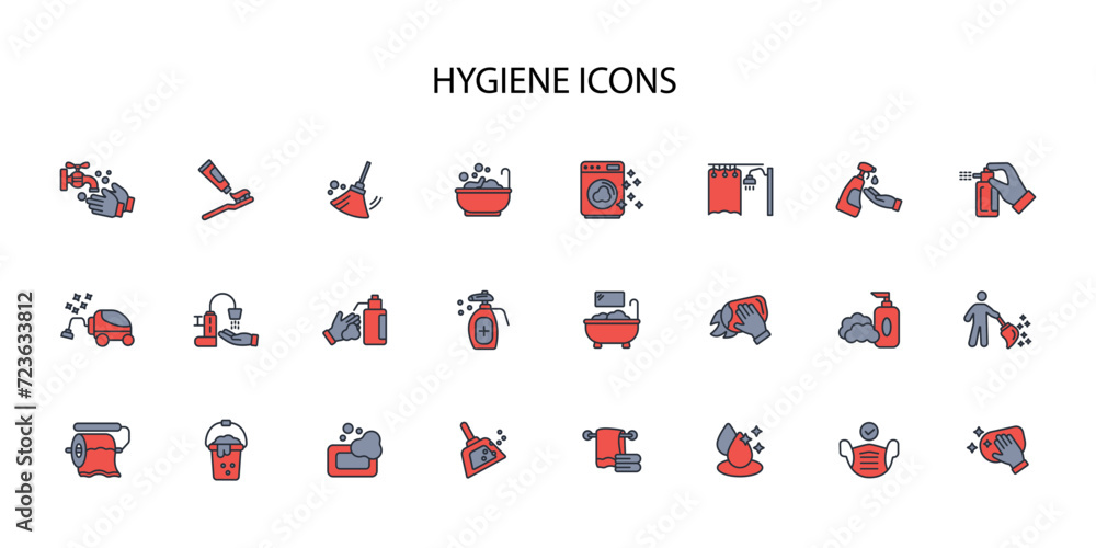 Poster hygiene icon set.vector.editable stroke.linear style sign for use web design,logo.symbol illustratio