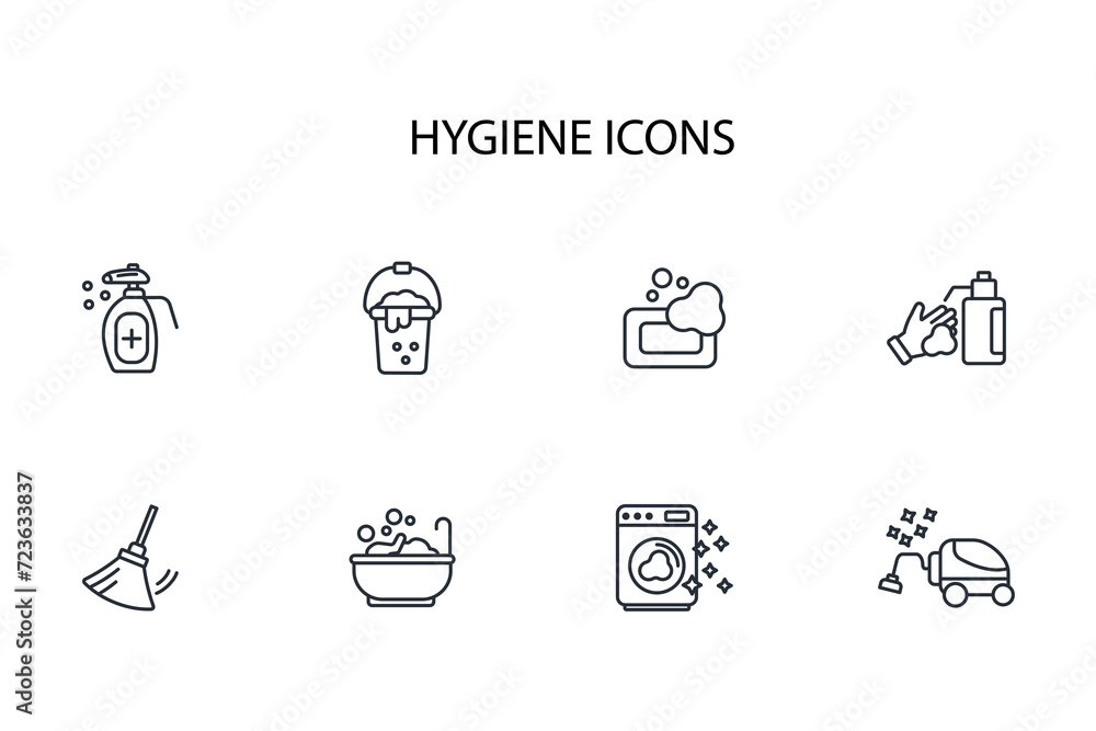 Poster hygiene icon set.vector.editable stroke.linear style sign for use web design,logo.symbol illustratio