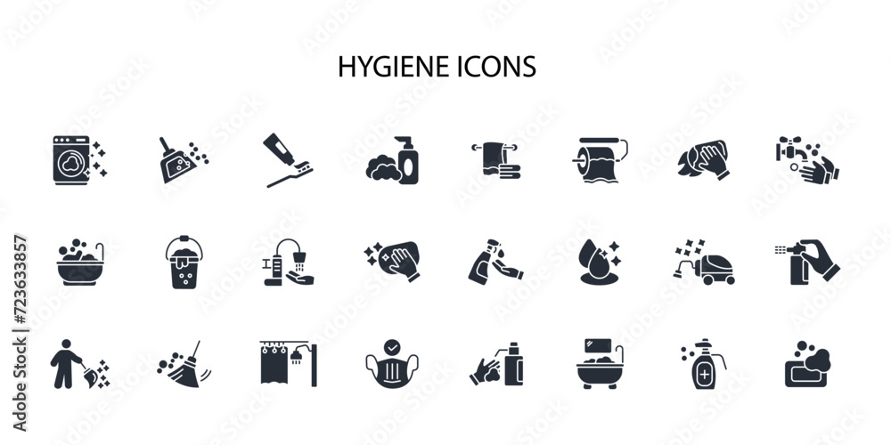 Poster hygiene icon set.vector.editable stroke.linear style sign for use web design,logo.symbol illustratio