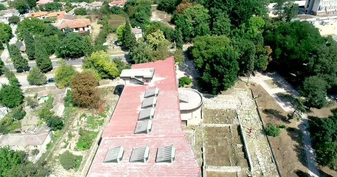 Museum of Mosaics in Devnya,Varna, Bulgaria. The museum, built on top of a large ruined Roman villa from Late Antiquity, exhibits mosaics from the Roman and early Byzantine city of Marcianopolis