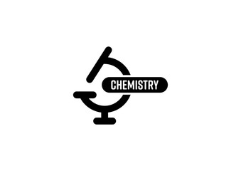 microscope symbol and chemistry word